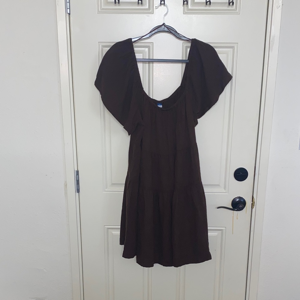 Old Navy Chocolate Brown Mini Dress with Flutter Sleeves